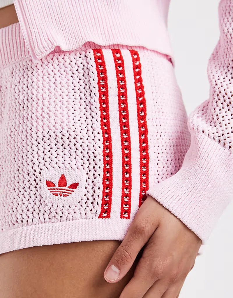 Вязаные крючком шорты Adidas Originals, розовый — фото 4