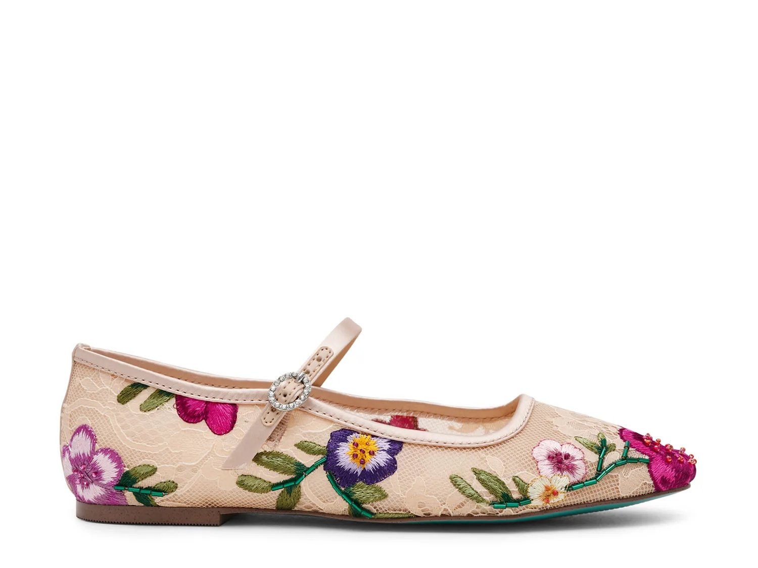 Балетки Betsey Johnson Nova Mary Jane Flat, Light Blush/Multicolor Floral Embroidery — фото 4
