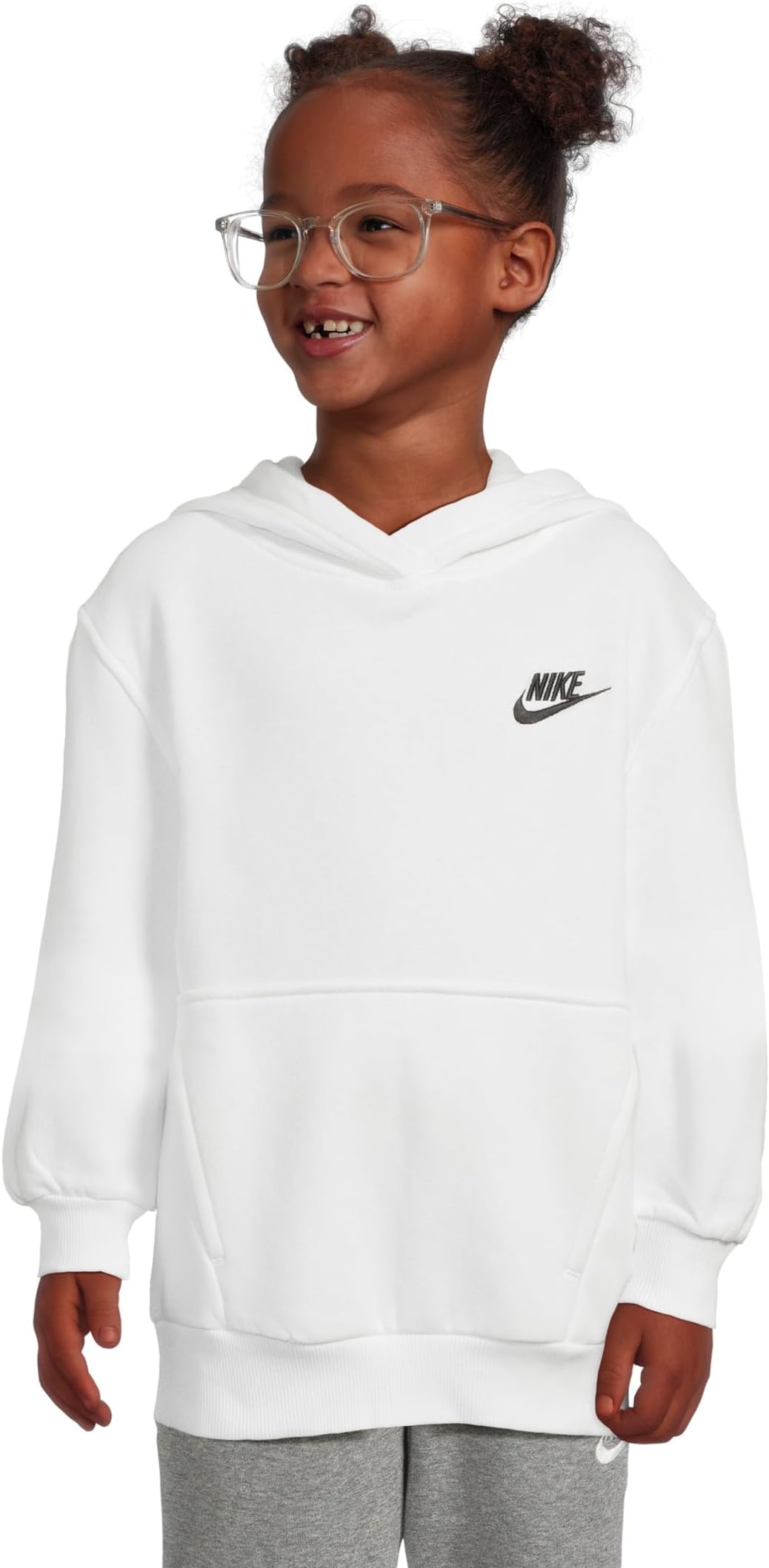 Толстовка с капюшоном из флиса Sportswear Club Nike Kids, White/Black — фото 4