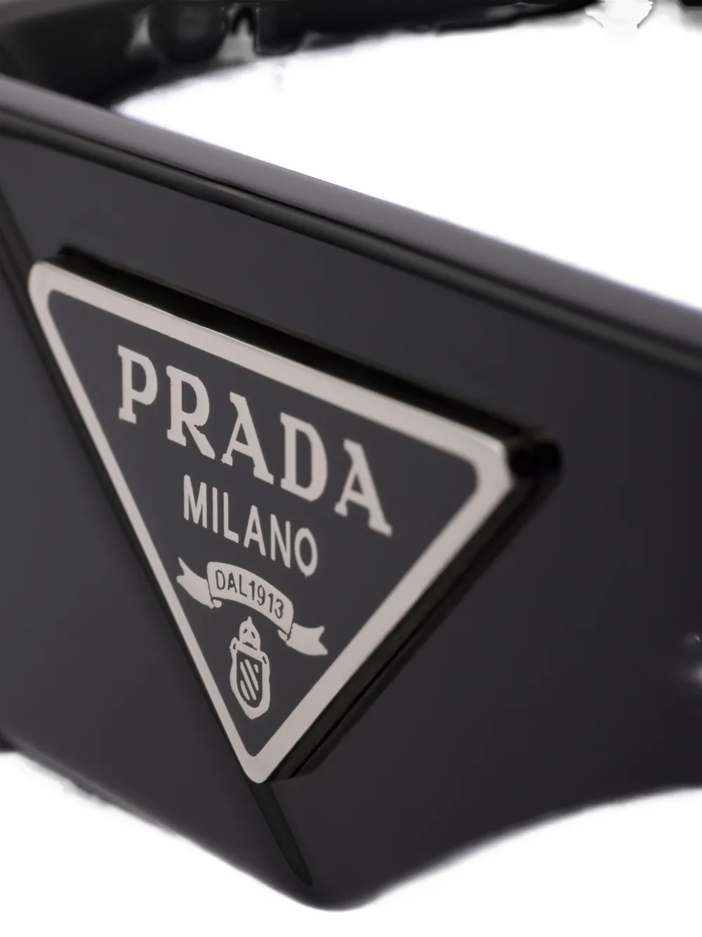Солнцезащитные очки прямоугольной формы с треугольным логотипом Prada, черный — фото 4