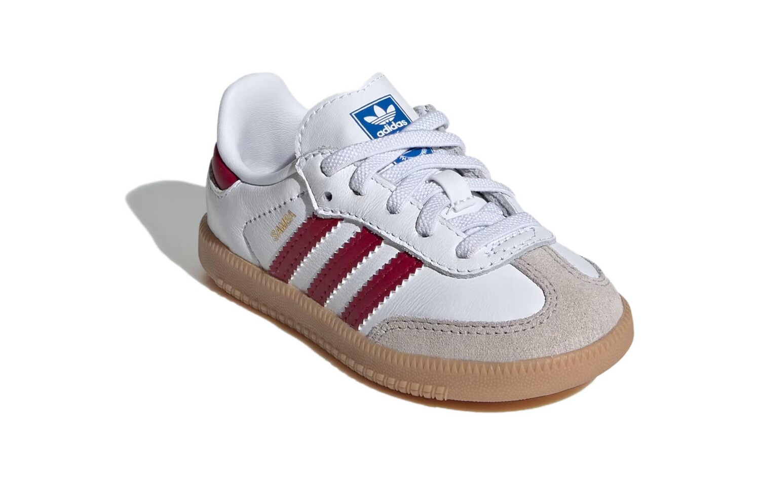 Кроссовки Adidas Samba OG Cloud White Collegiate Burgundy Gum TD, белый/красный — фото 3