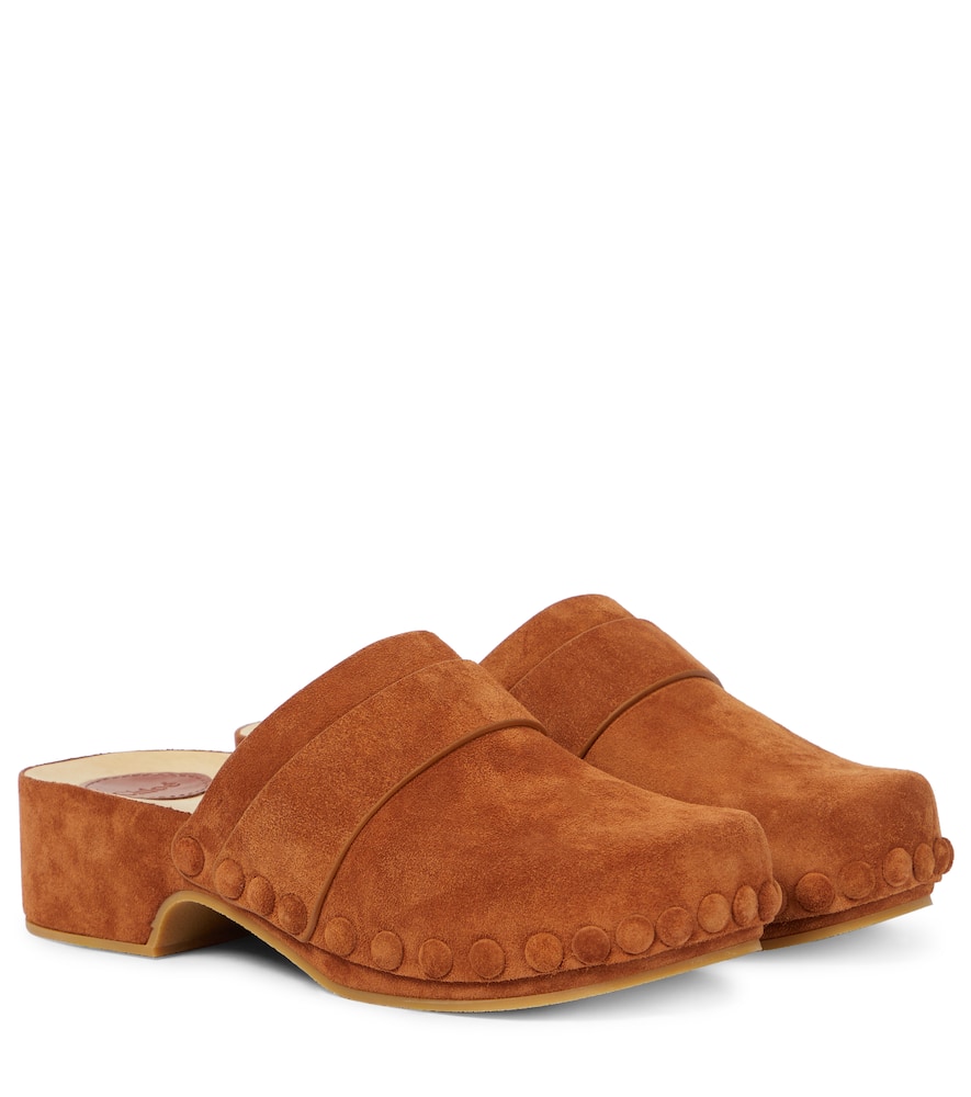 джой замшевые клоги Chloé, Ochre Delight