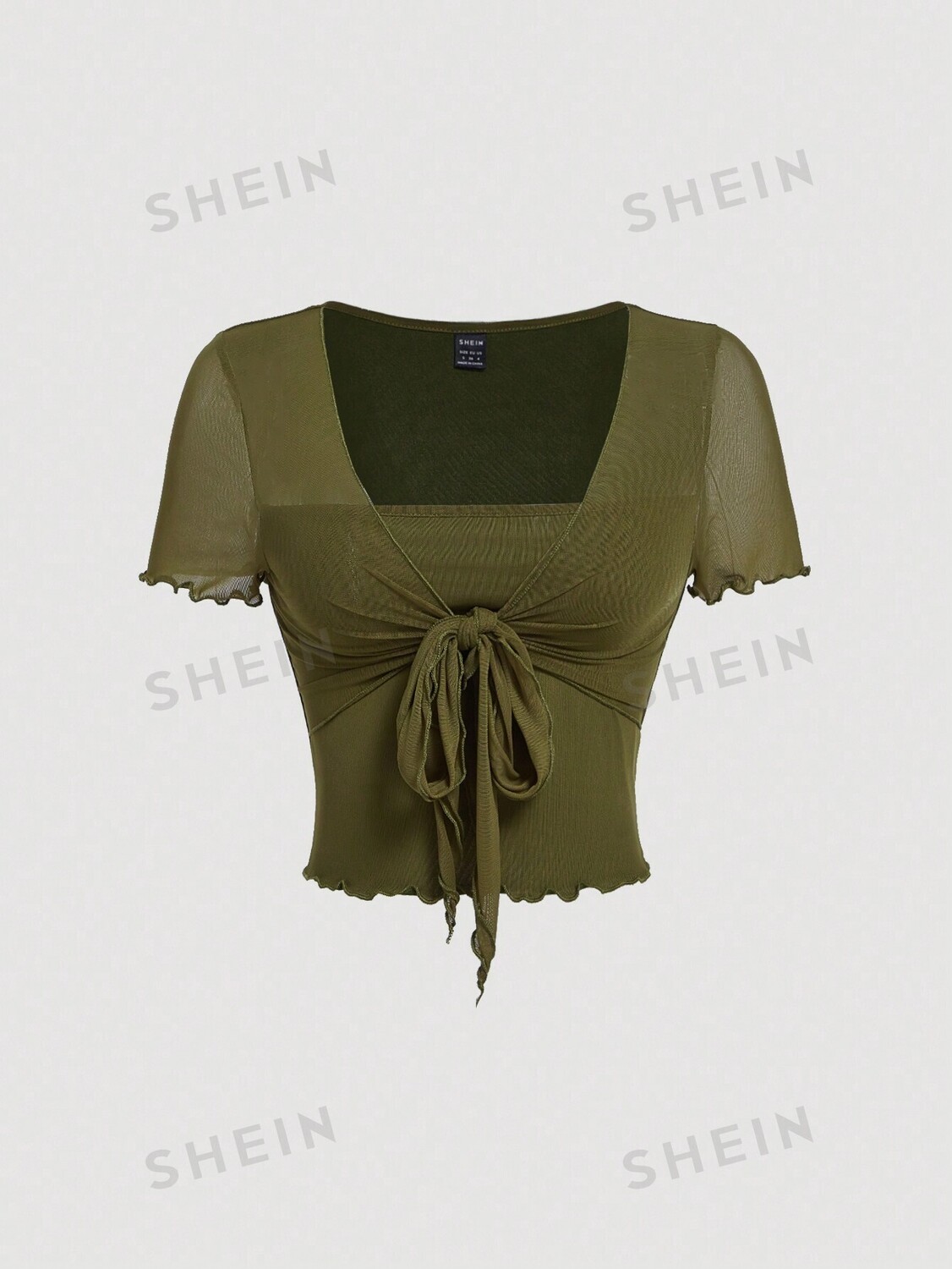 

Футболка женская Shein Mod с завязками спереди, зеленый