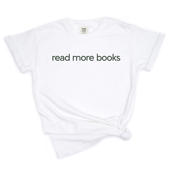 

Футболка с вышивкой read more books, окрашенная в готовом виде Simply Sage Market, White