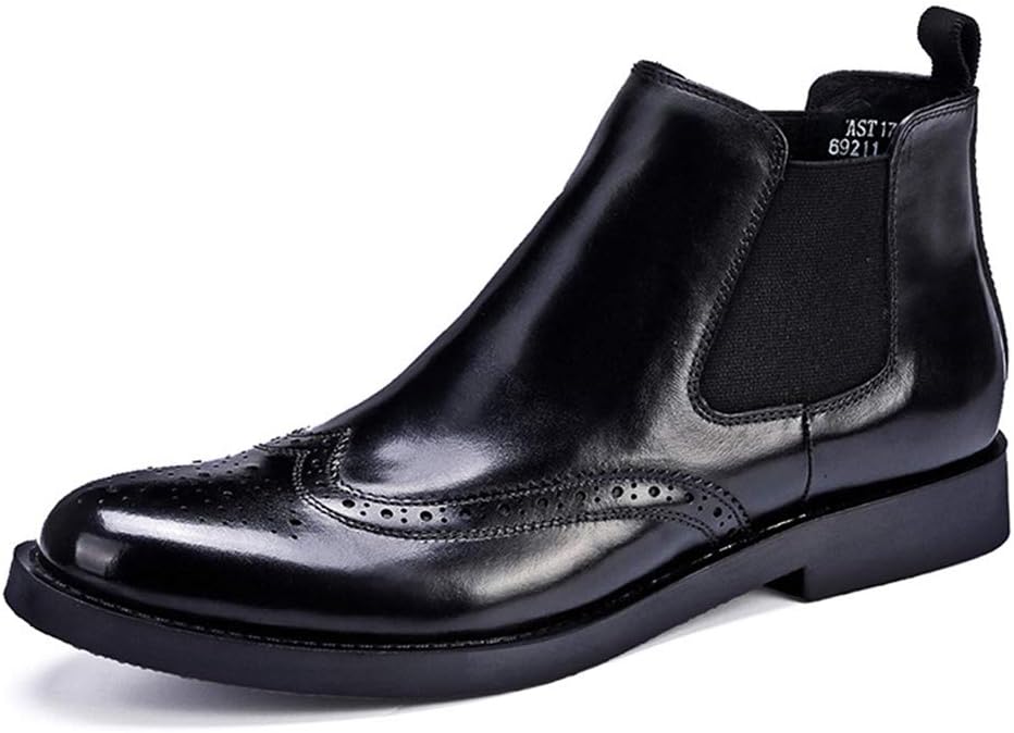 

Мужские челси ботинки, стильные повседневные рабочие броги, формальные туфли с заостренным носком, дышащие ботинки до щиколотки, красные, размер 43/UK 8.5/US 9 JLFZC, черный