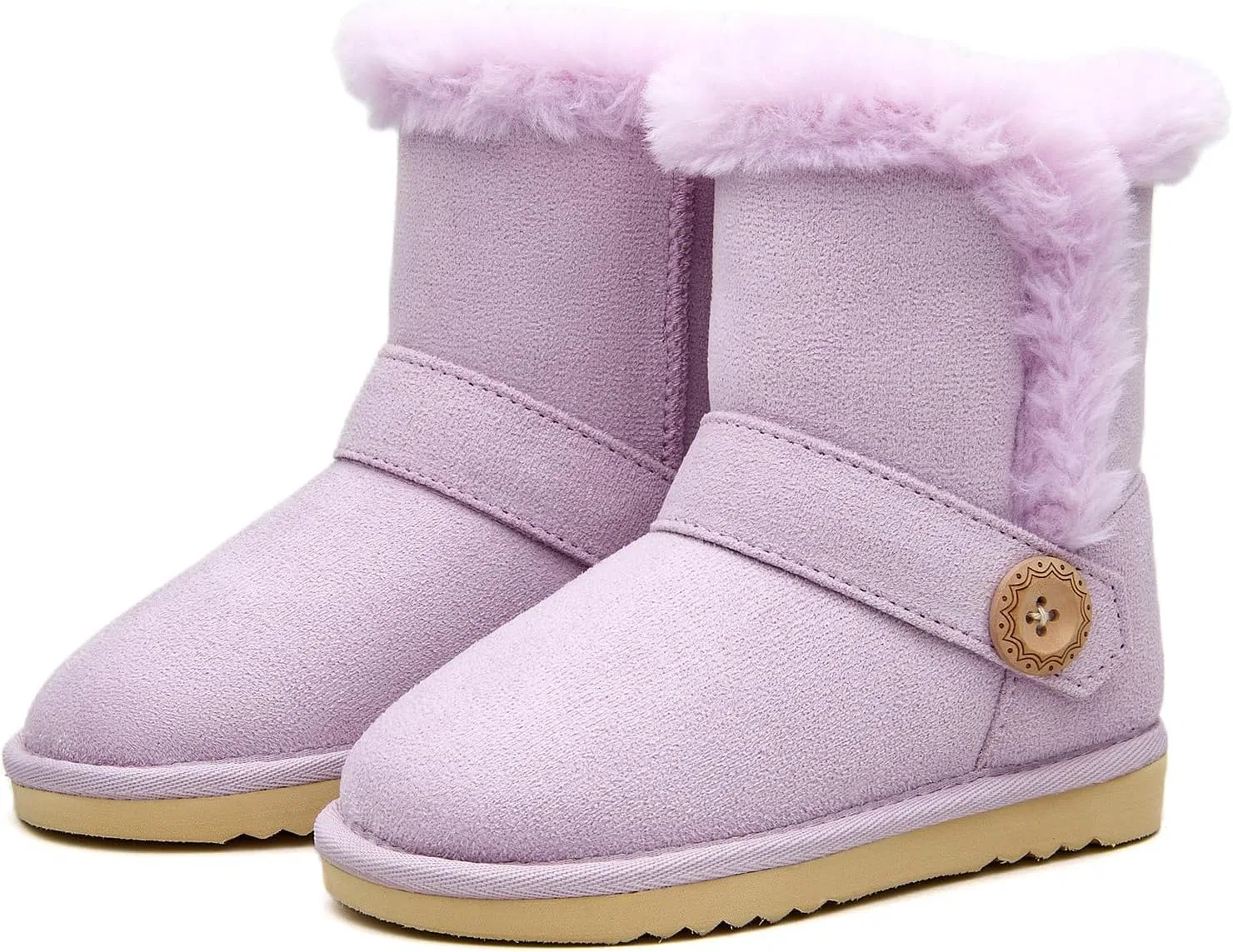 Детские сапоги для девочек на меху BlueKnot Winter Cold Weather Wood Button Warm Shearling Comfort, Purple