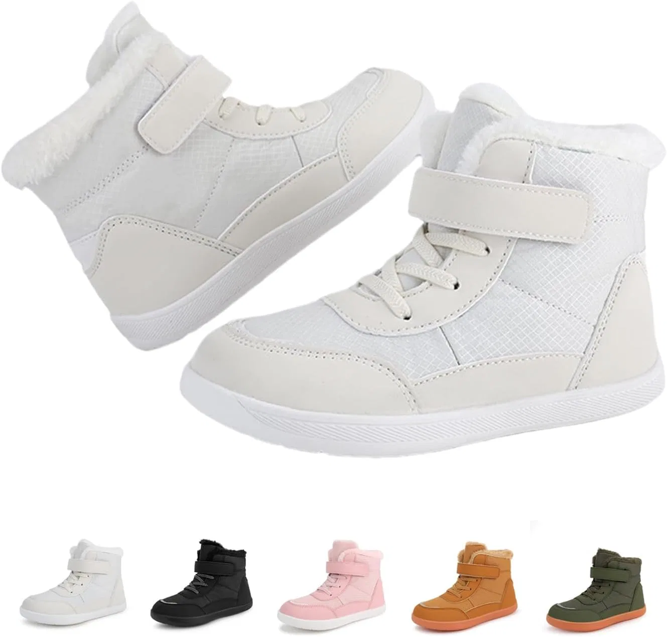 Детские зимние ботинки для мальчиков и девочек с принтом Barefoot Shoes For Children Winter Waterproof, White