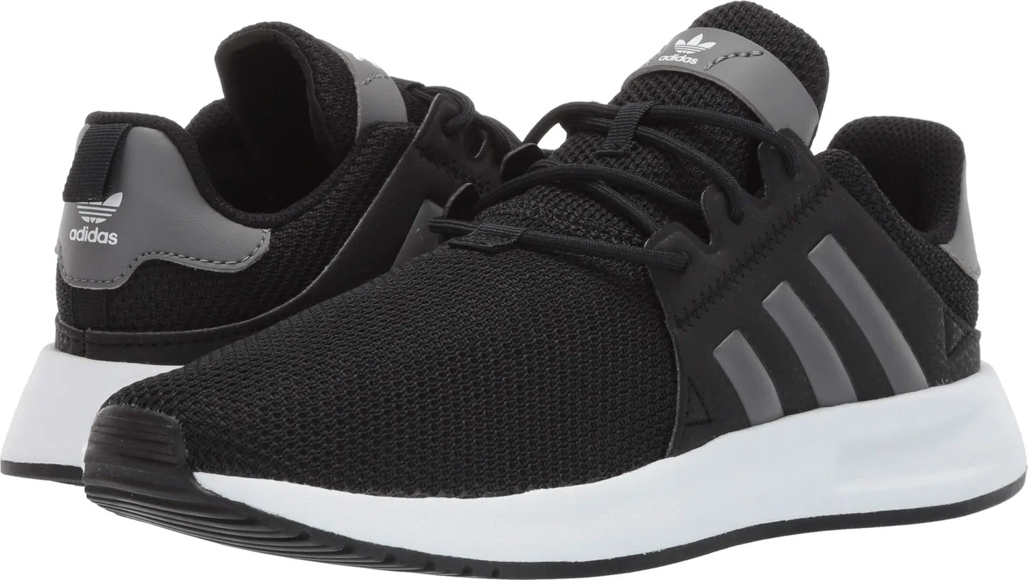 Детские кроссовки для мальчиков с шнуровкой X_Plus Adidas Originals, Black Grey White — фото 2