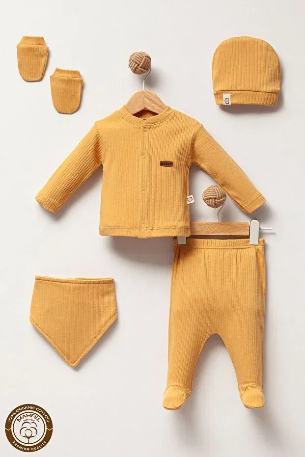 Детский комплект одежды для новорожденных хлопковый Mahfel, Mustard Color — фото 3