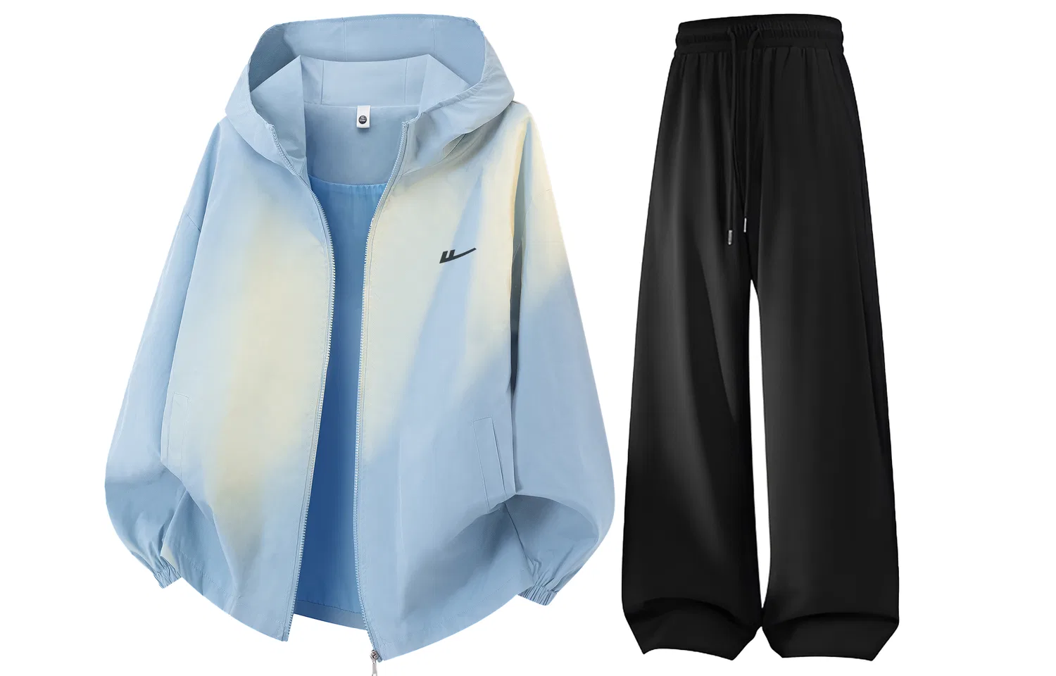 Детский комплект из куртки и брюк с капюшоном, ветрозащитный, Light Blue+Black, WARRIOR