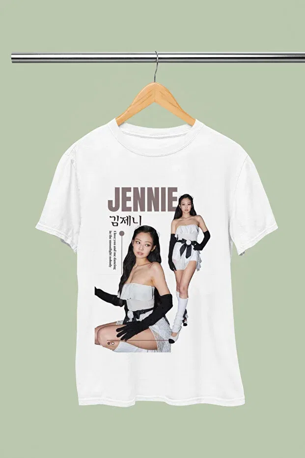 Детская футболка для мальчиков с принтом Jennie from blackpink printed Magors, White-1