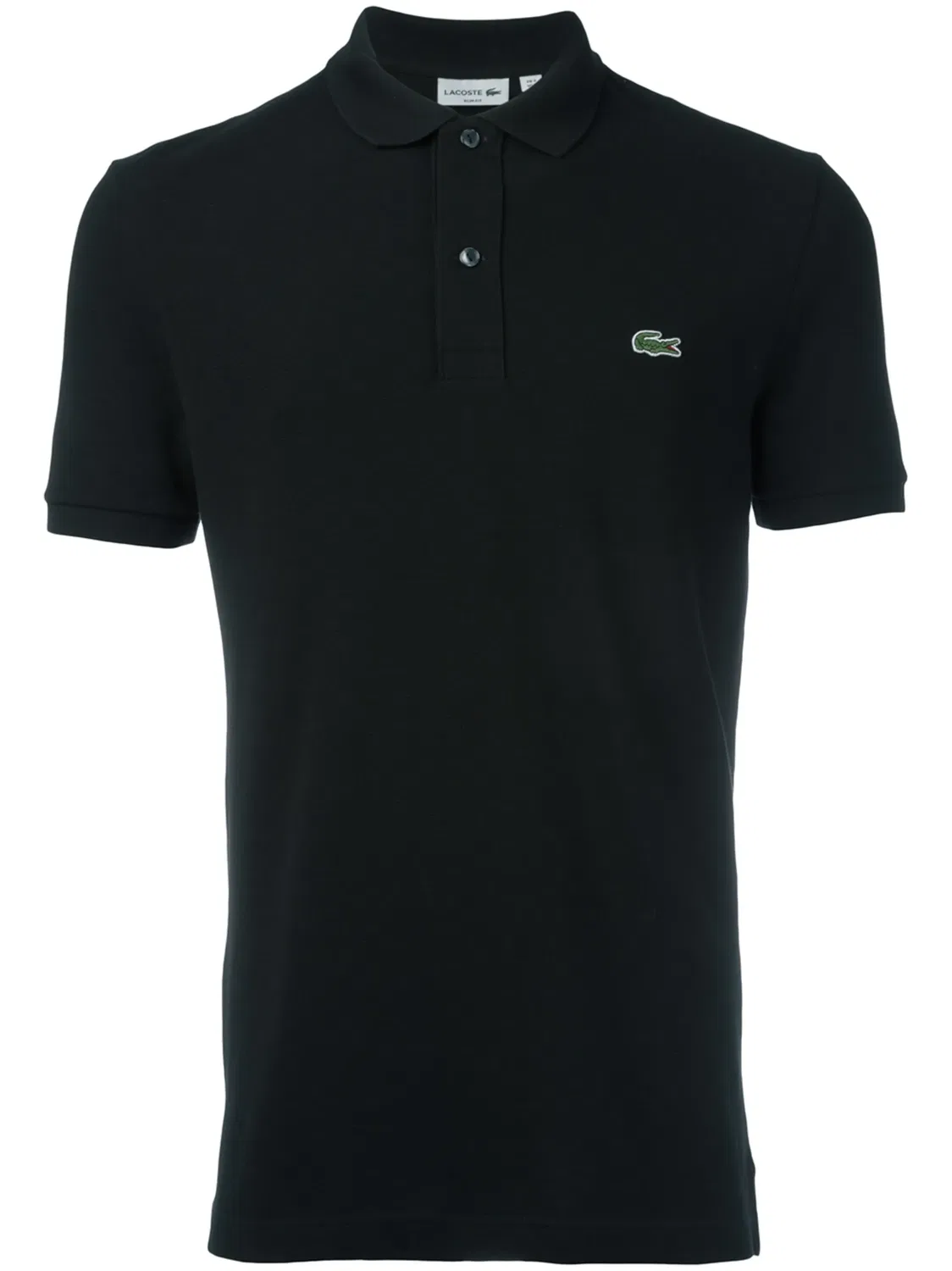Рубашка-поло черная с нашивкой-логотипом Lacoste, черный