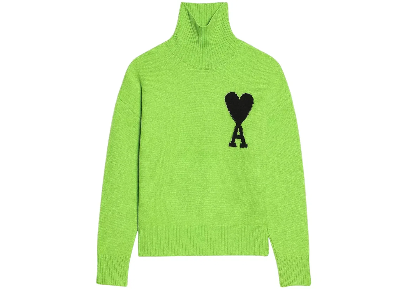 Унисекс свитер с высоким воротником Ami de Cœur Ami Paris, Green/Black