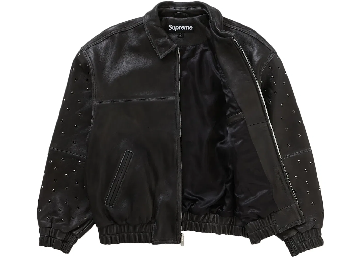 Мужская куртка из кожи с принтом Supreme Gem Studded, Black — фото 2