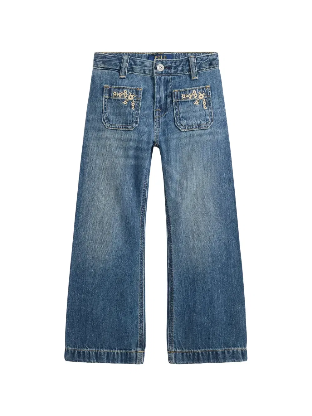 Расклешенные джинсы с вышивкой Polo Ralph Lauren Kids, синий