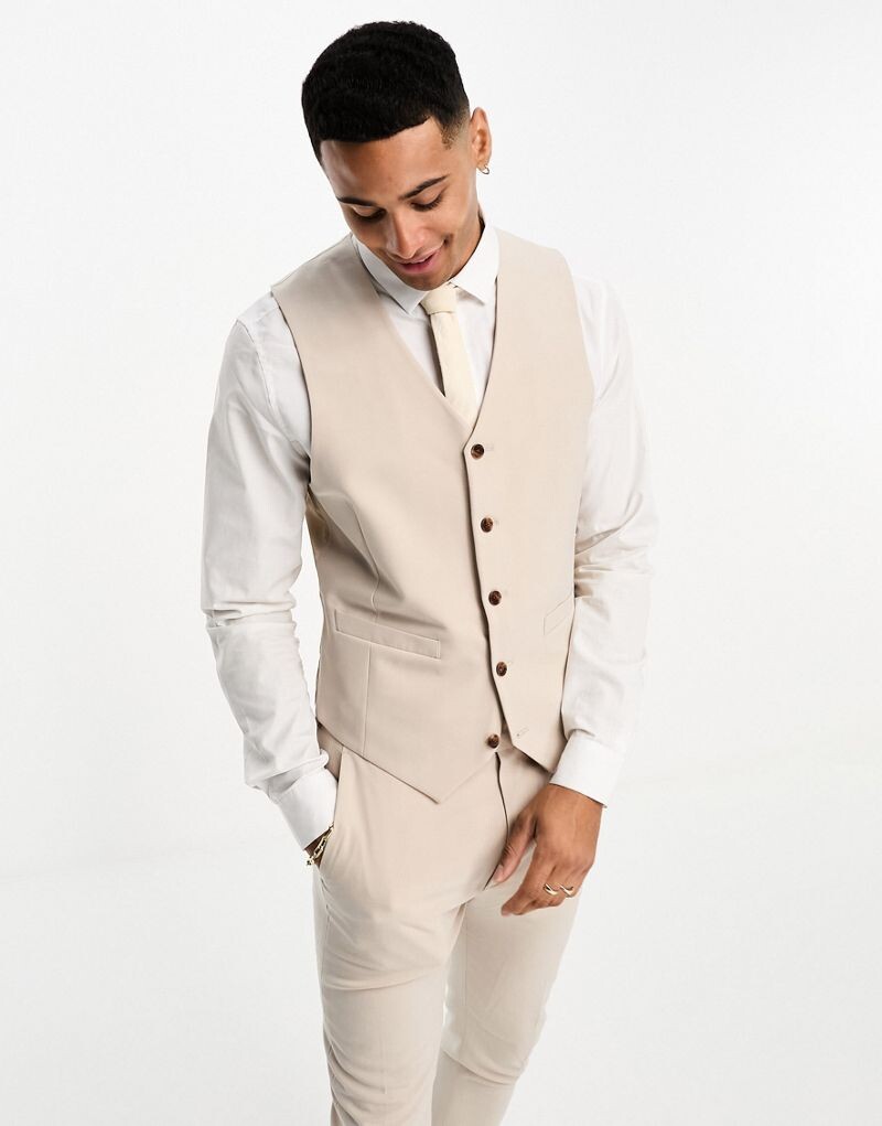 

Супероблегающий жилет цвета экрю ASOS DESIGN
