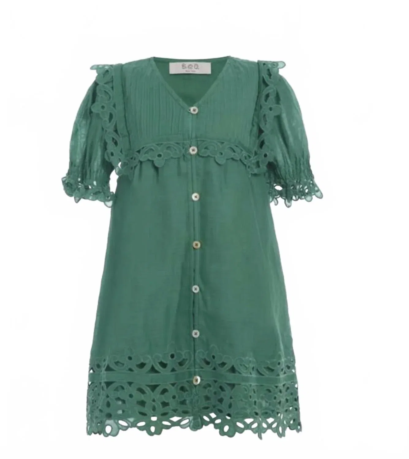 Детское платье для девочек с вышивкой Leila Eyelet SEA, зеленый
