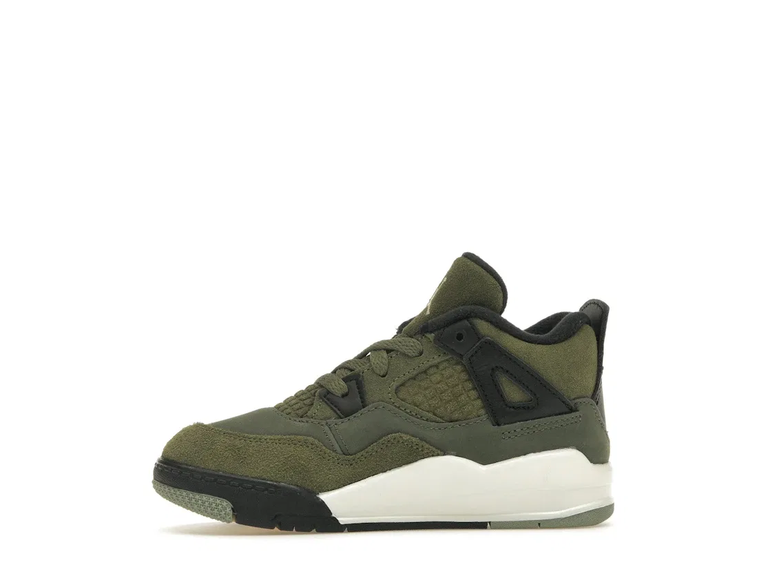 Детские кроссовки из замши и кожи Jordan 4 Retro SE Craft Medium Olive, Medium Olive/Pale Vanilla/Khaki/Black/Sail — фото 3