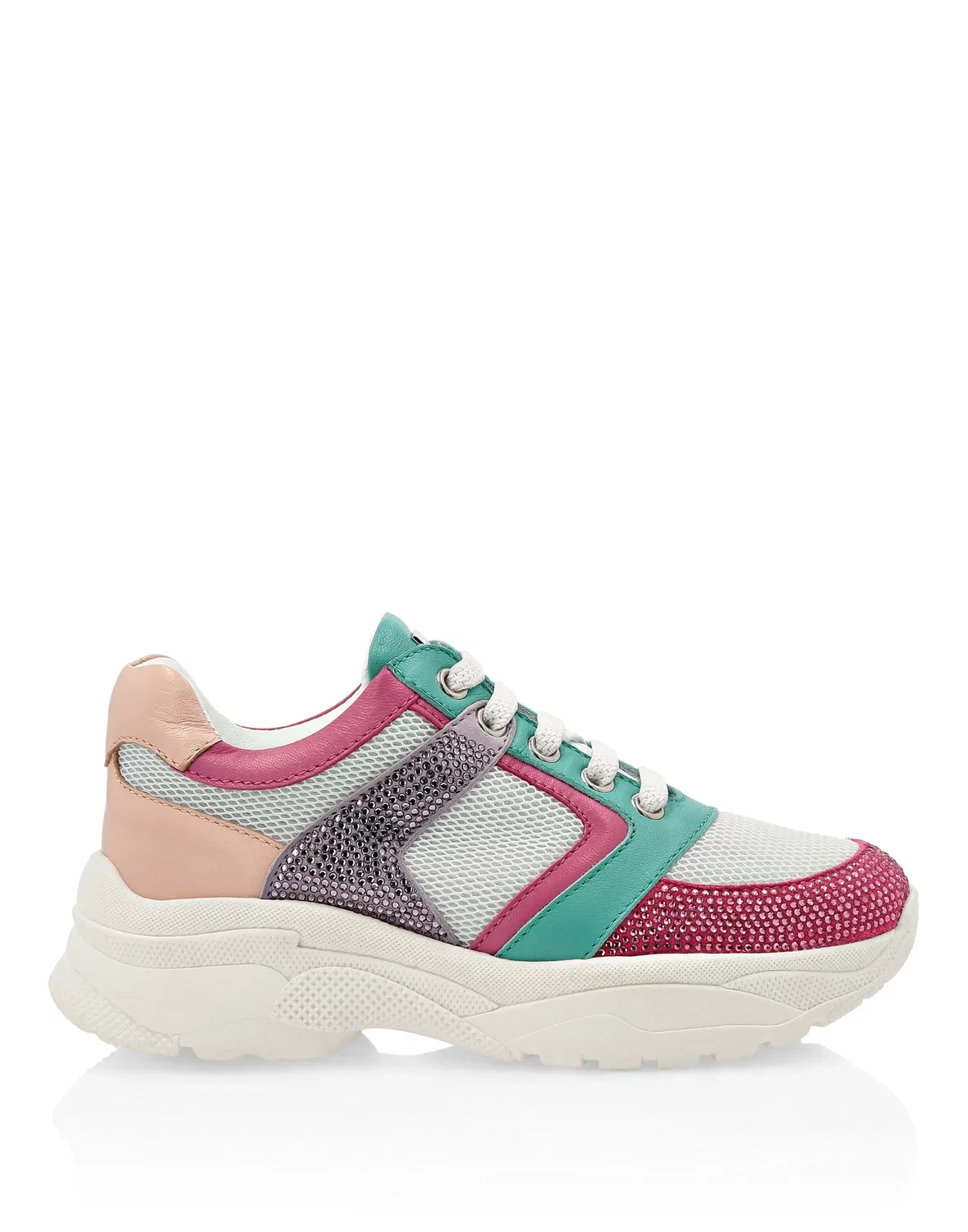 Детские кроссовки для девочек с декором из страз Runner Colorfull PHILIPP PLEIN, мультиколор — фото 2