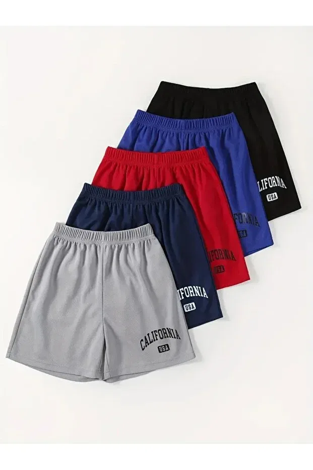 Детские шорты с принтом комплект 5 шт Daxis Sportwear Company, Black-Sax-Blue-Red-Silver-Grey