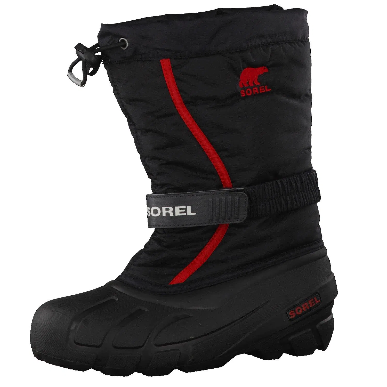 Детские зимние ботинки для девочек с принтом Flurry Sorel, Black Black X Bright Red F18