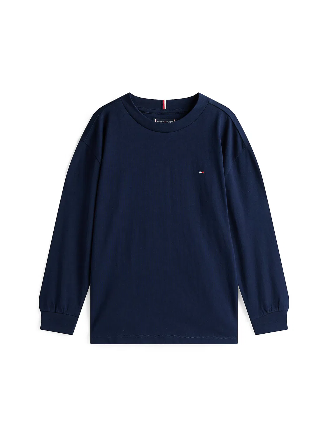 Рубашка Tommy Hilfiger Essential Flag Embroidery Long Sleeve темно-синего цвета с вышивкой флага