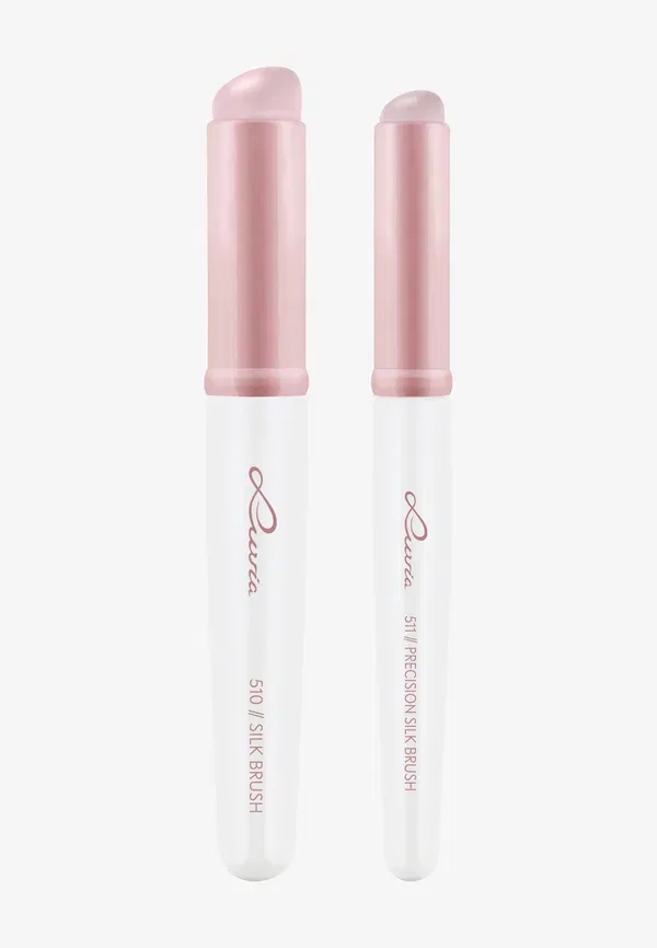 Набор кистей для макияжа с силиконовыми ворсинками Silk brush duo Luvia Cosmetics, Rose Pearl — фото 2