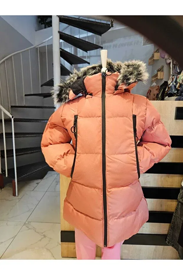 Детское зимнее пальто для девочек с длинным рукавом Bilenmont, Pink — фото 3