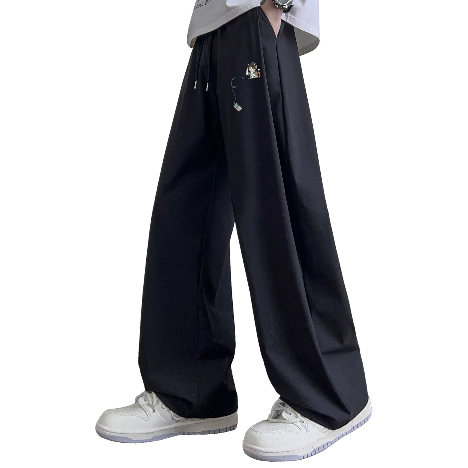 Детские широкие брюки Hip-Hop Three Flowers Pants Logo MINISO, Army Green — фото 3