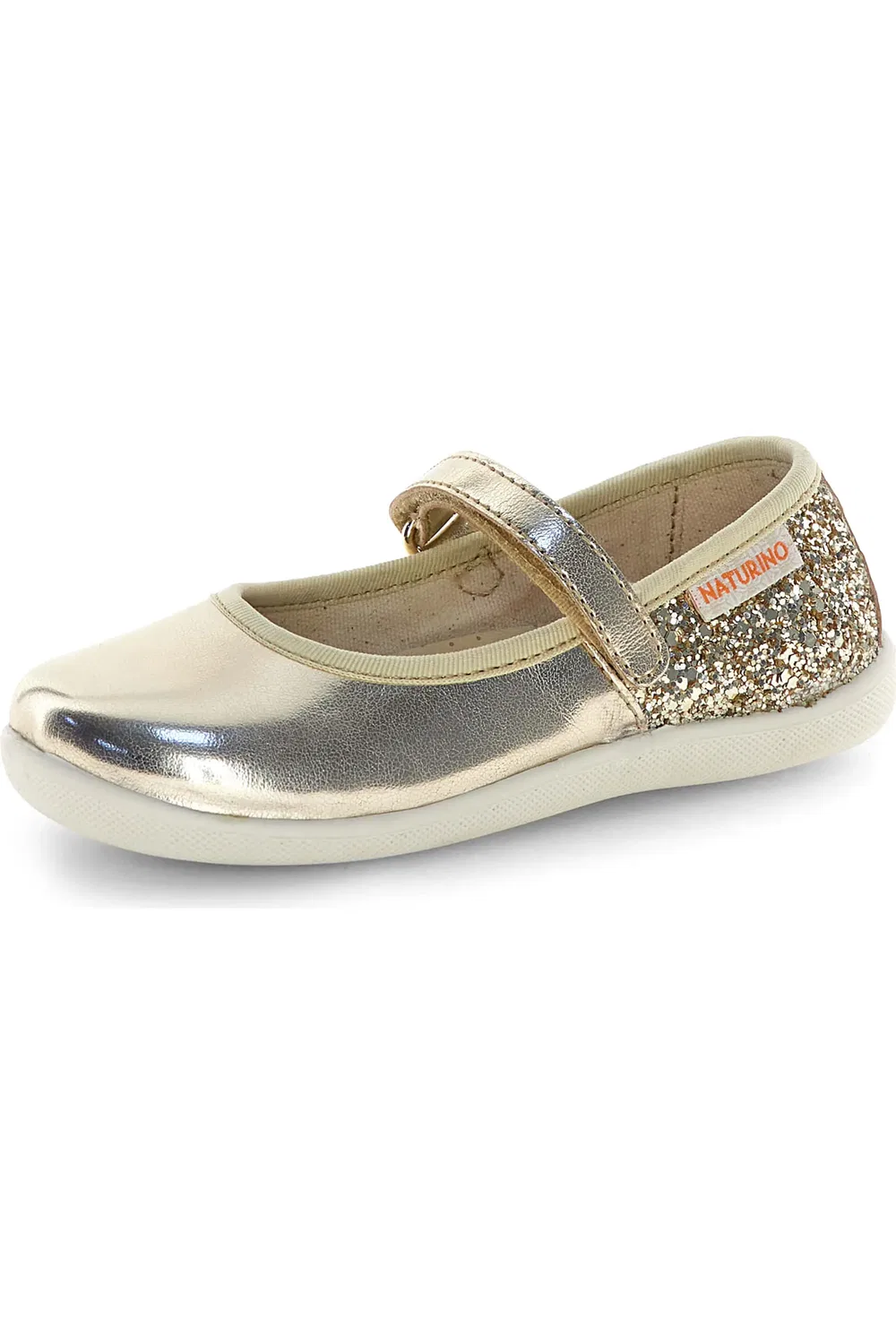 Детские туфли пайетки Mary Jane Naturino, Platinum