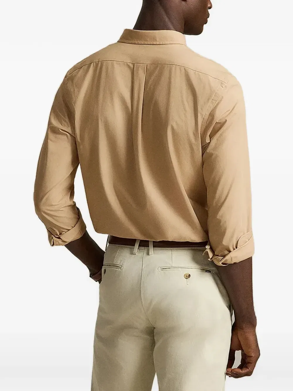 Приталенная рубашка из эластичного поплина POLO RALPH LAUREN, коричневый — фото 4