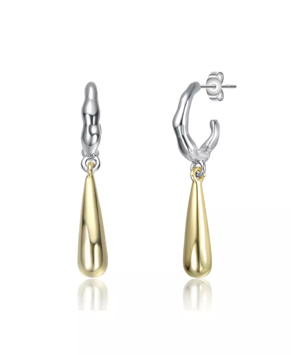 

Серьги-Подвески C-образной формы с покрытием из двухцветного белого золота или 14-каратного золота Rachel Glauber, gold