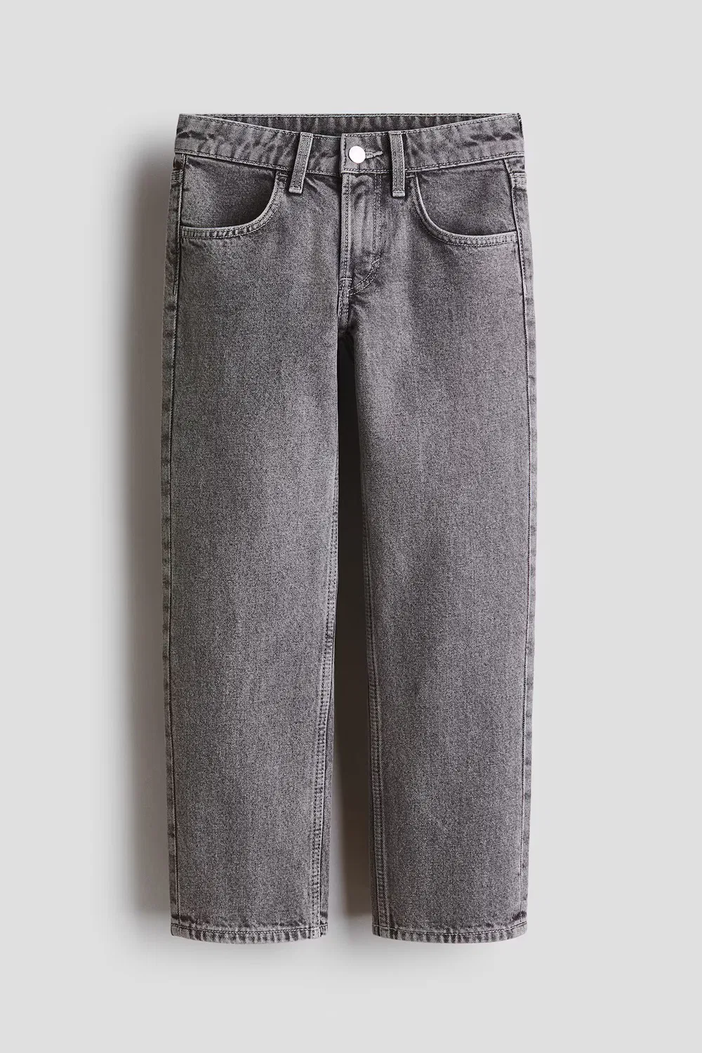 Джинсы свободного кроя прямого кроя H&M, Denimgrau — фото 4
