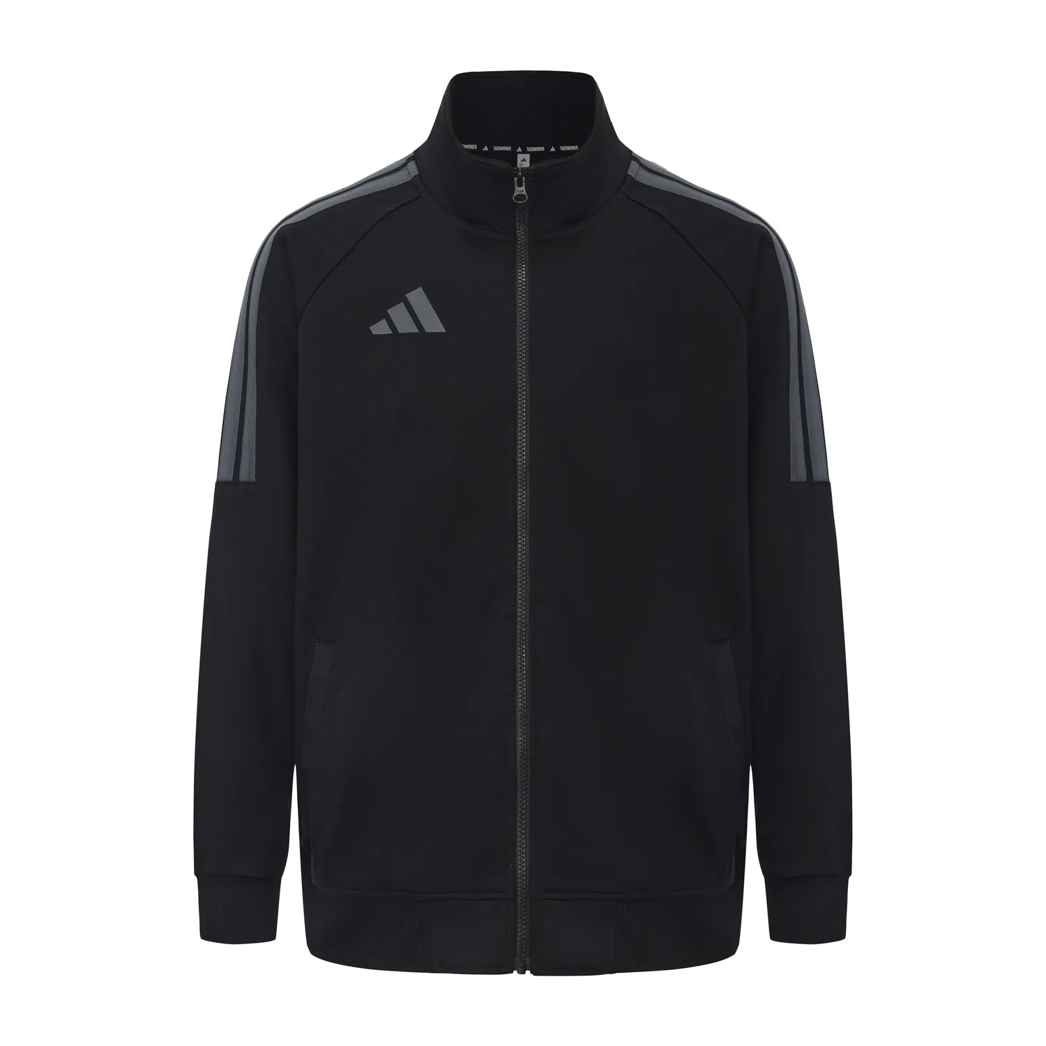 Куртка Adidas с воротником-стойкой, Black with Gray Stripes