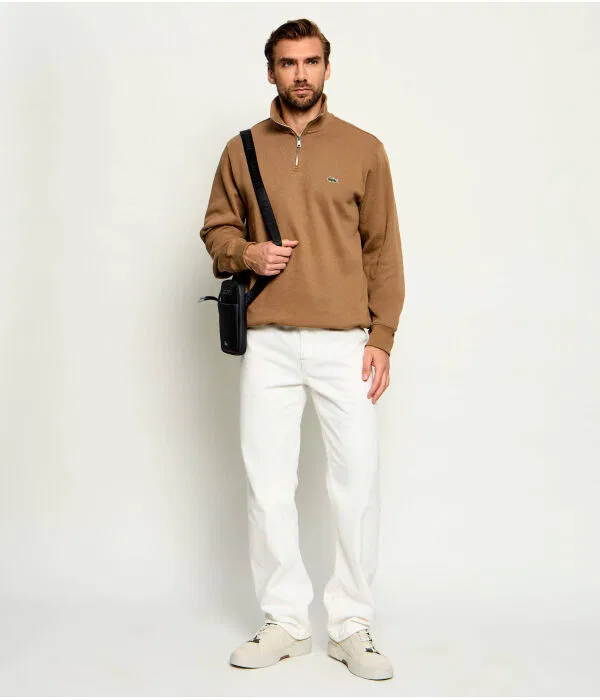 Мужская флисовая кофта на молнии Lacoste, бежевый — фото 2