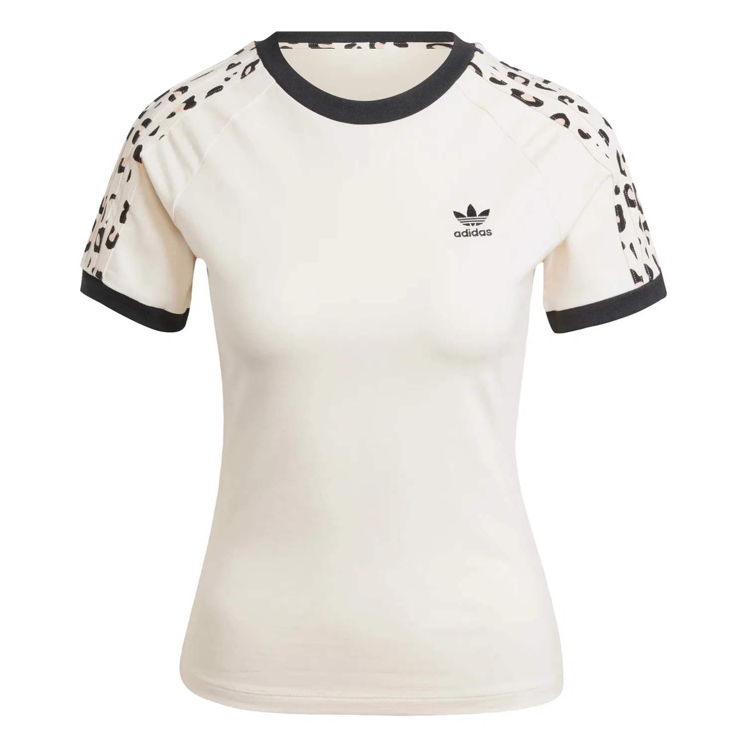 Футболка Adidas Originals Леопардовый принт с тремя полосками, белый