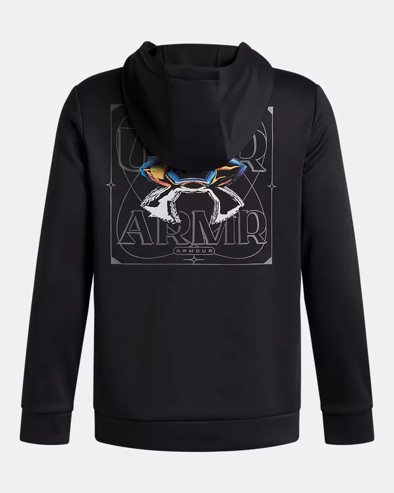 Худи детское легкое и теплое Armour Fleece Starlight Logo UnderArmour, Black/White — фото 2