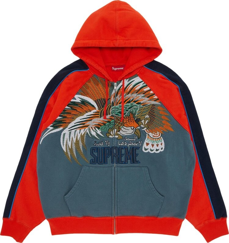 

Толстовка Supreme Falcon Raglan Zip Up Hooded Sweatshirt 'Slate', синий