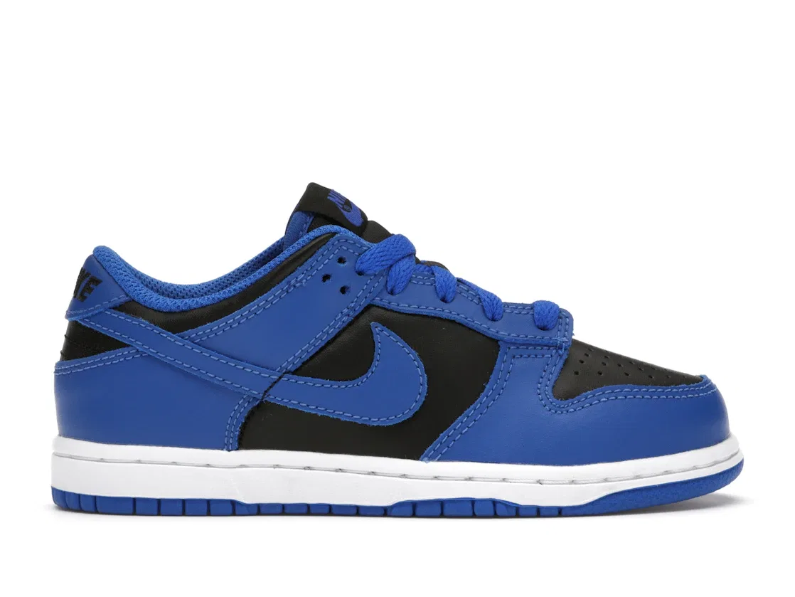 Детские кроссовки для мальчиков с кожаным верхом Nike Dunk Low, Black/Hyper Cobalt/White