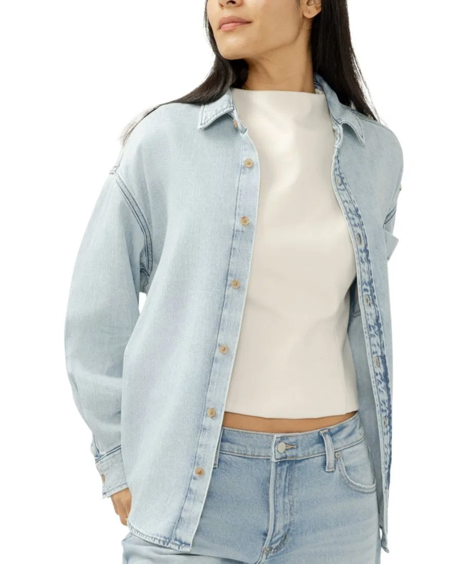 Джинсовая рубашка свободного кроя с воротником и накладными карманами Silver Jeans Co., Moonstone