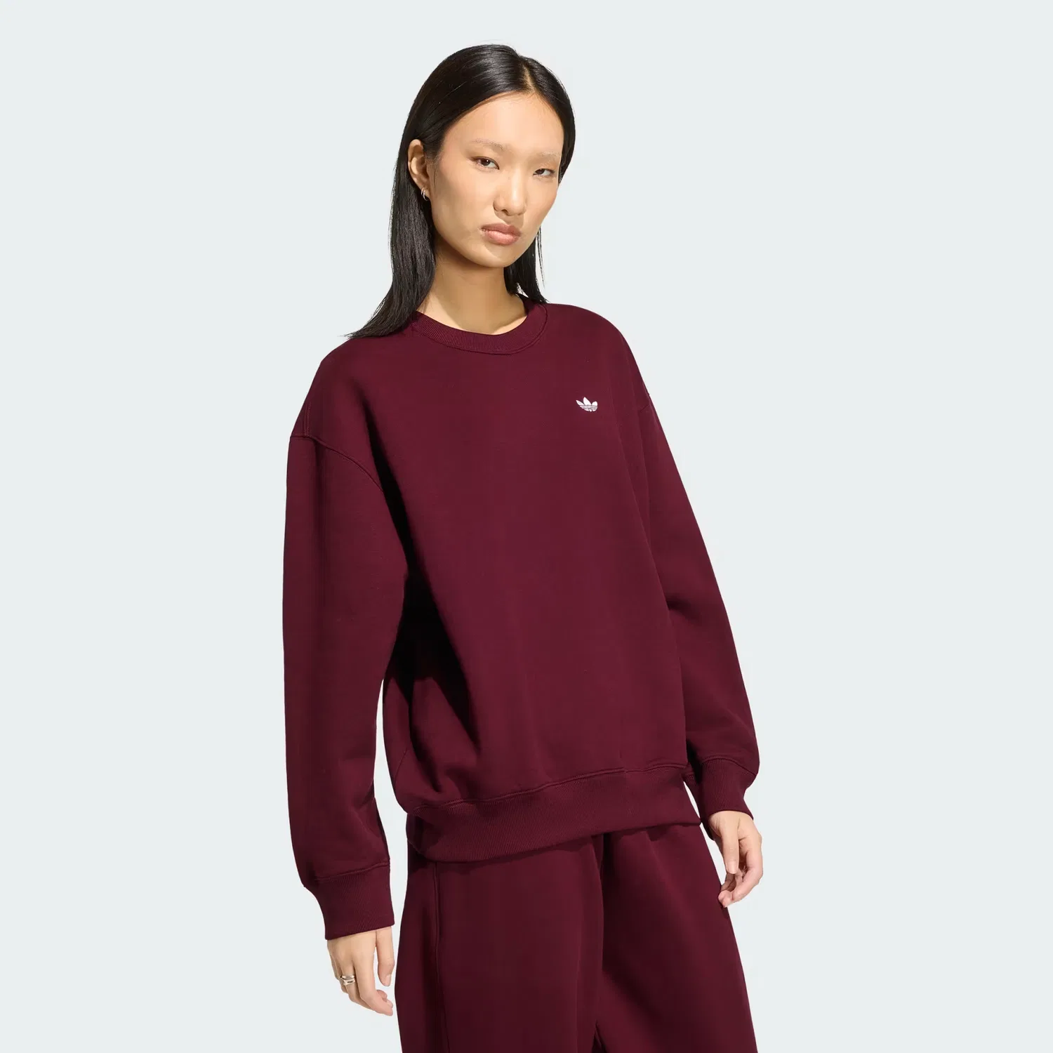 Женская толстовка оверсайз с круглым вырезом Essentials Crew Long Fleece Adidas Originals, бордовый