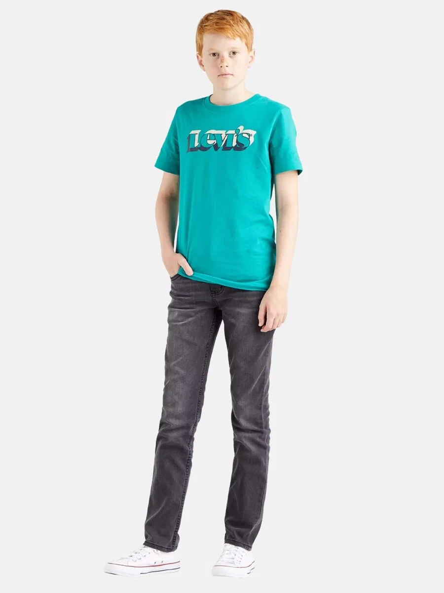 Детские зауженные джинсы Levi's Kids темно-серого цвета — фото 3