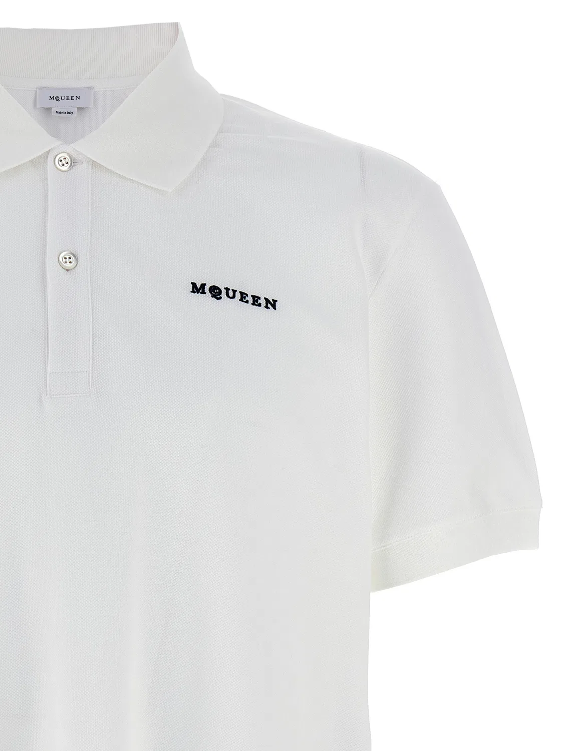 Мужское поло с контрастной вышивкой логотипа Bicolor Cotton Polo Shirt Alexander McQueen, Bicolor — фото 3