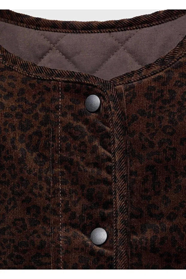 Детское пальто-бомбер для девочек с принтом Leopard Print Bomber Jacket Mango Kids, Brown — фото 4