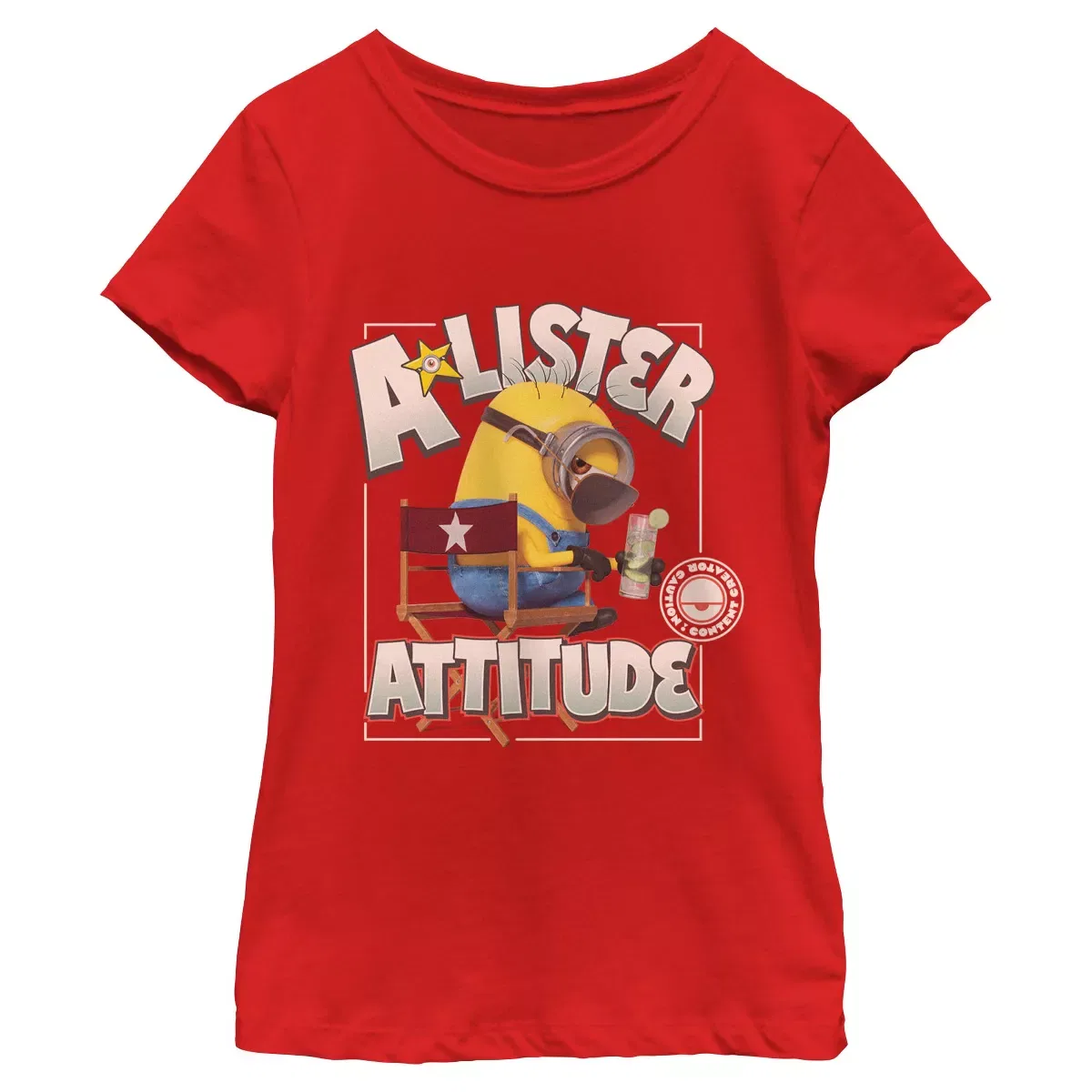Детское графическое футболка с принтом A Star Lister Attitude Minions, Red