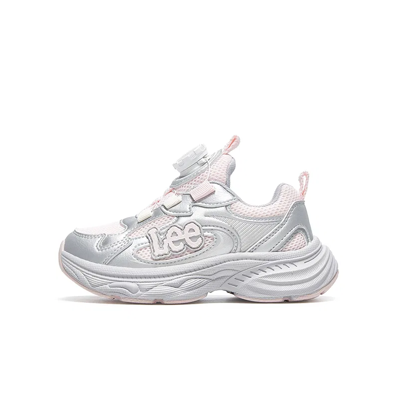 Детские кроссовки из экокожи Silver Pink Lee