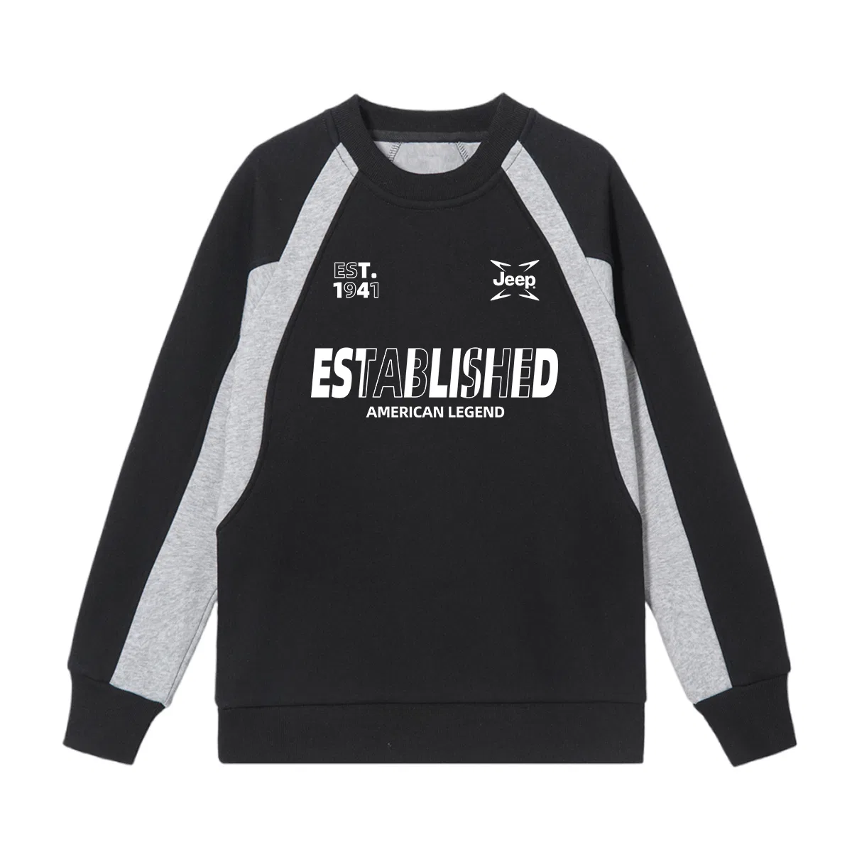 Свитшот детский с круглым вырезом утепленный Grade School Jeep, Black Gray