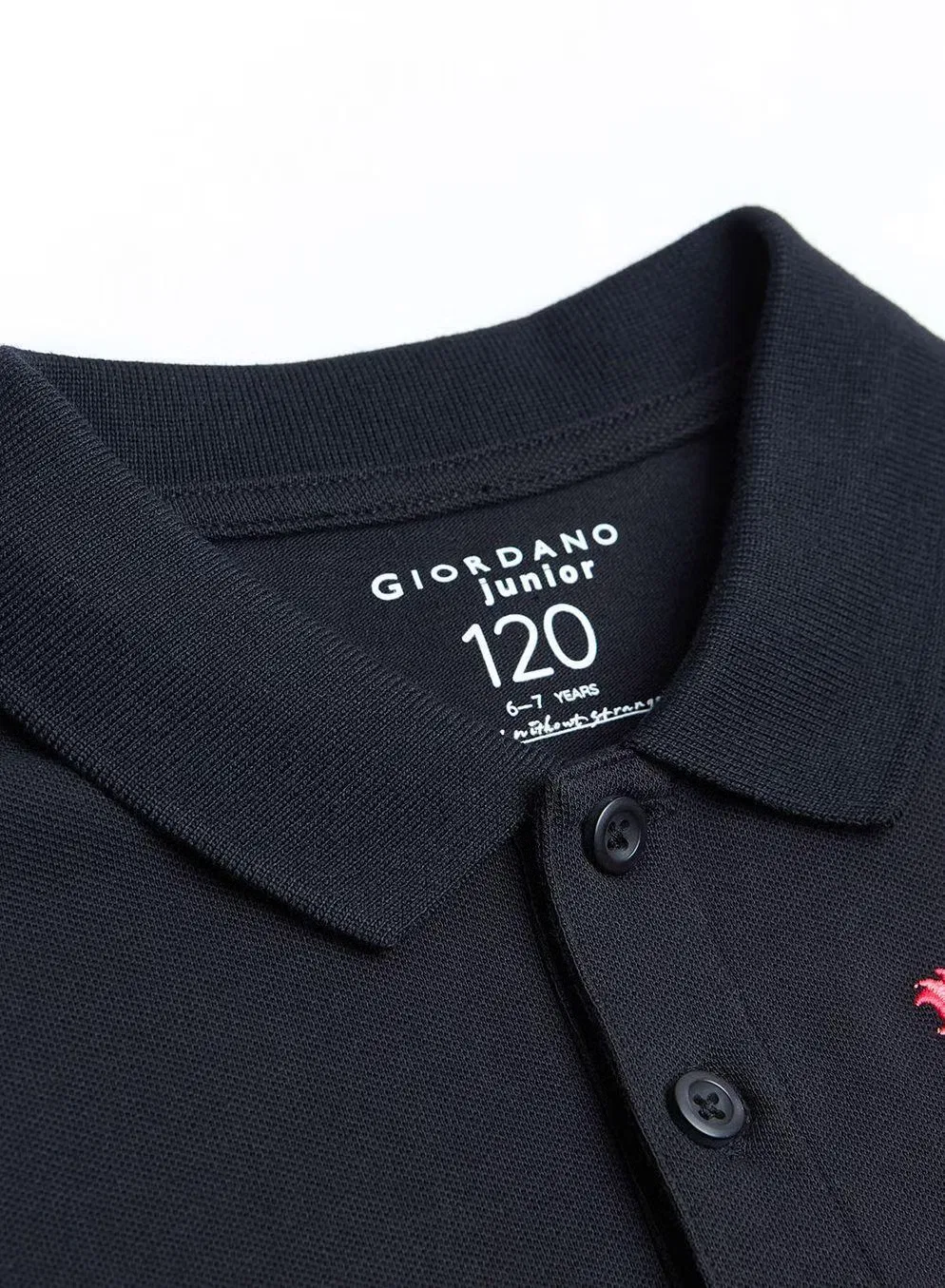 Поло детское с вышивкой льва Giordano, черный — фото 3