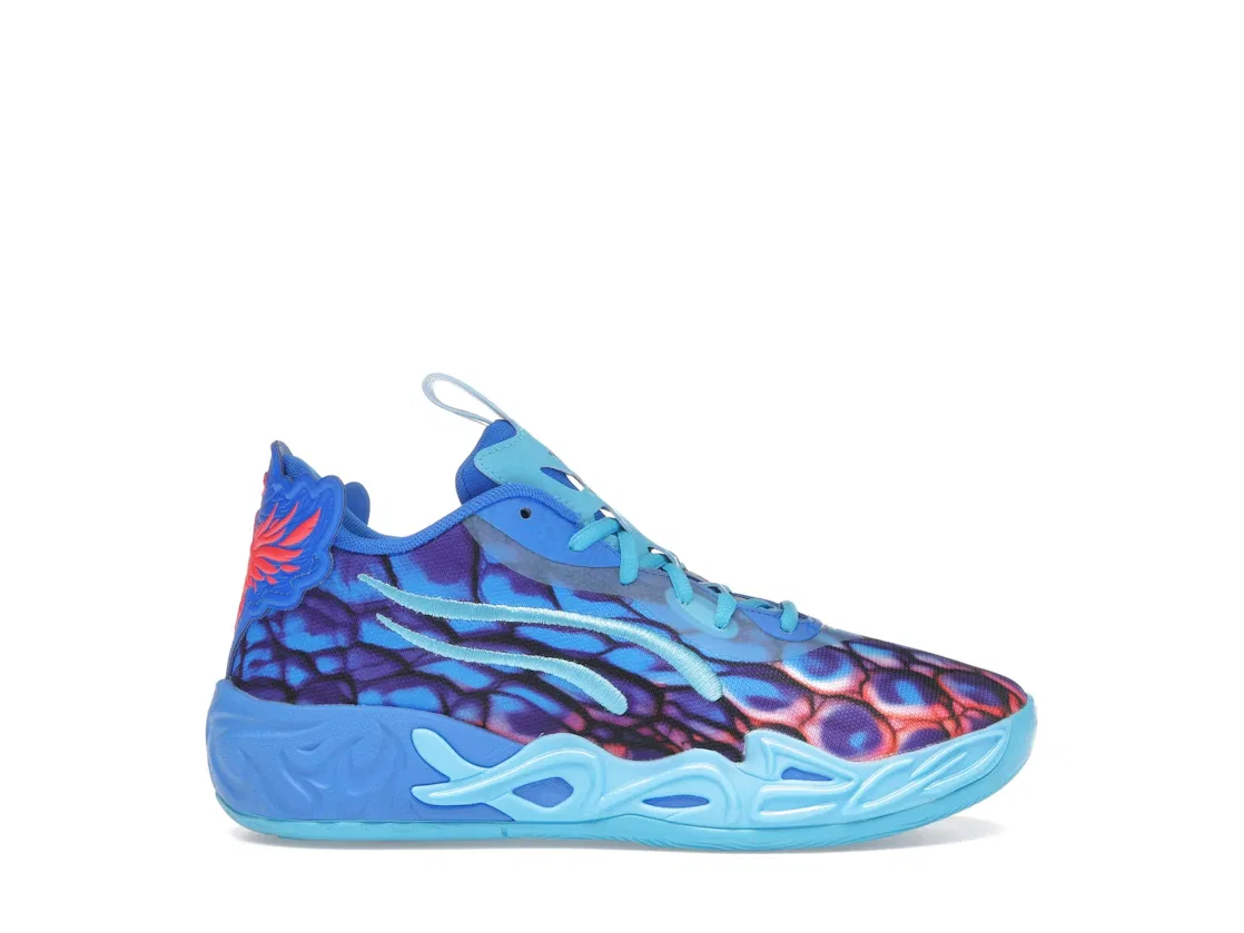 Детские кроссовки баскетбольные Puma LaMelo Ball MB.04 Lo Puma, Ultra Blue/Luminous Pink/Green Glare