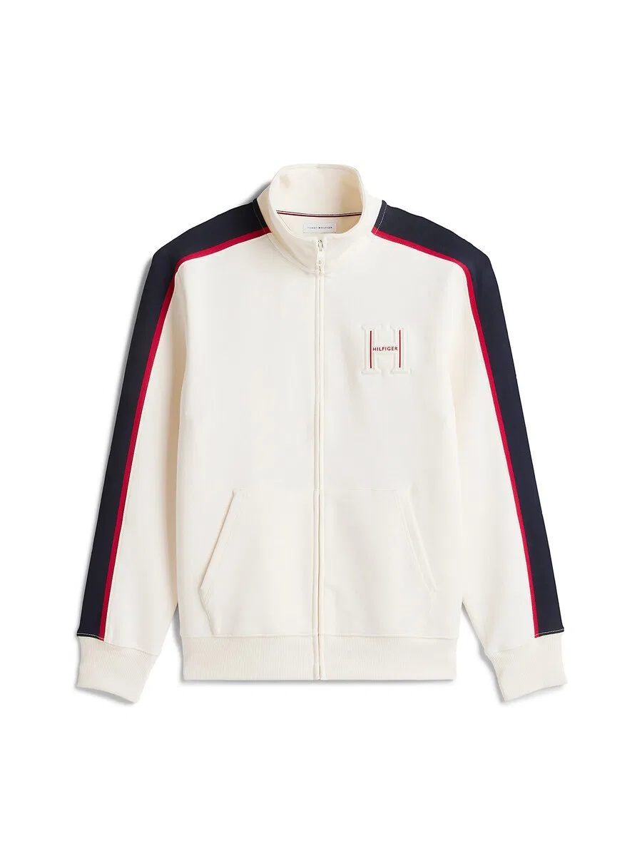 Худи на молнии TOMMY HILFIGER кремового цвета
